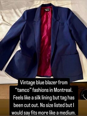 Vintage Navy Blue Blazer, made in Montreal